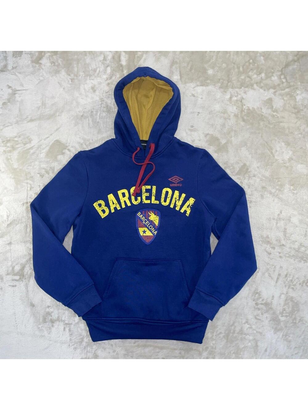 Umbro Futbol Sweatshirt Hoodie Soccer Barcelona Spain Logo Blue Pullover Men’s S